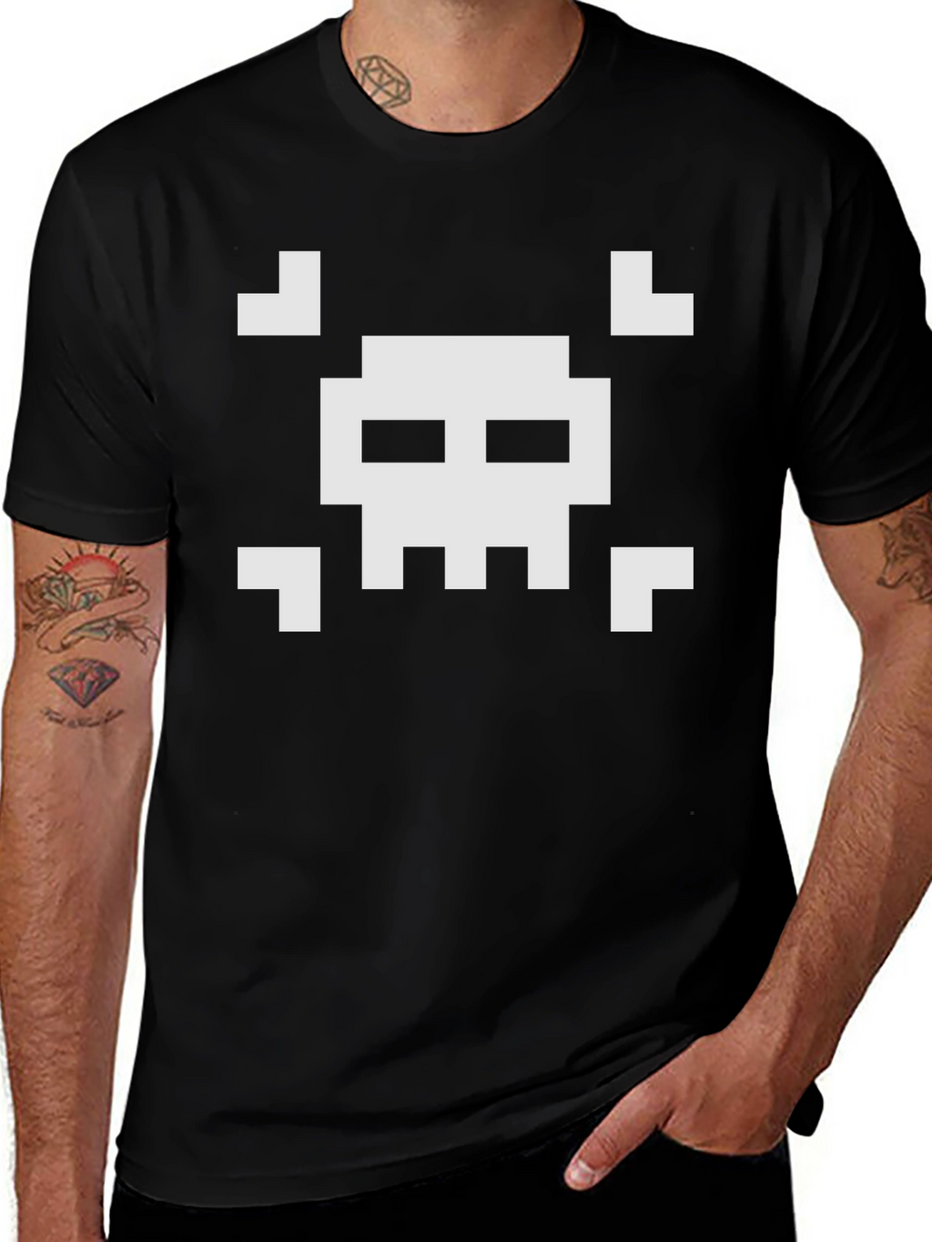 Pixelated Skull T-Shirt - Retro Gaming Style