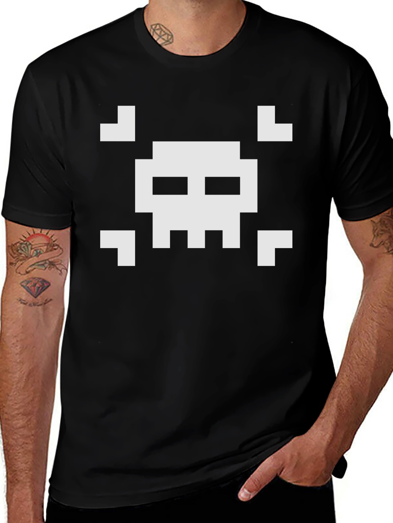 Pixelated Skull T-Shirt - Retro Gaming Style