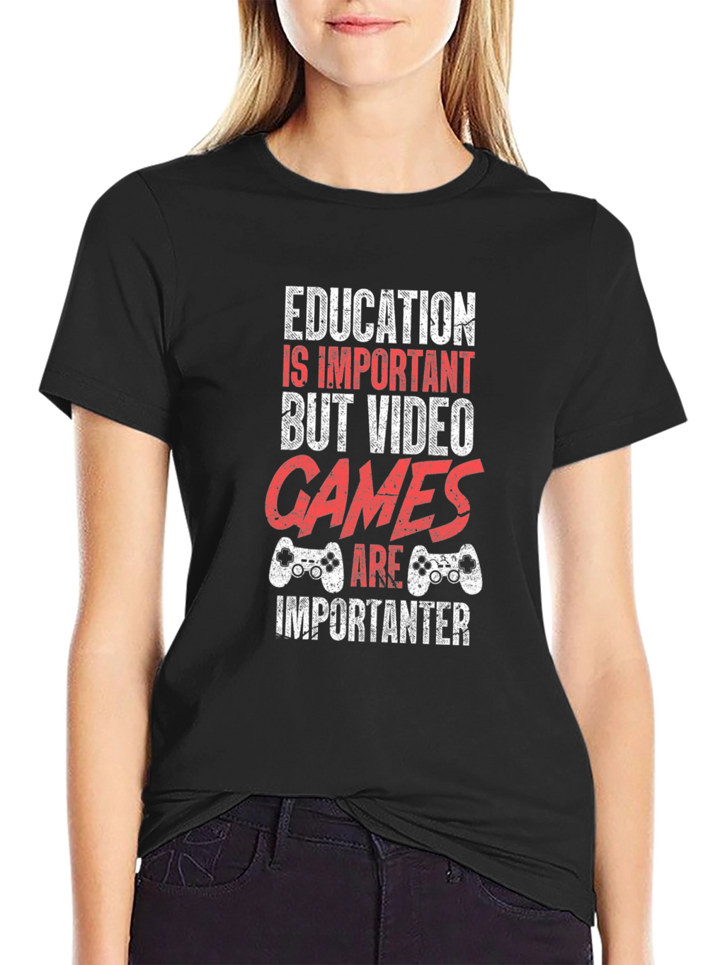 Funny Gamer T-Shirt - Education vs. Video Games