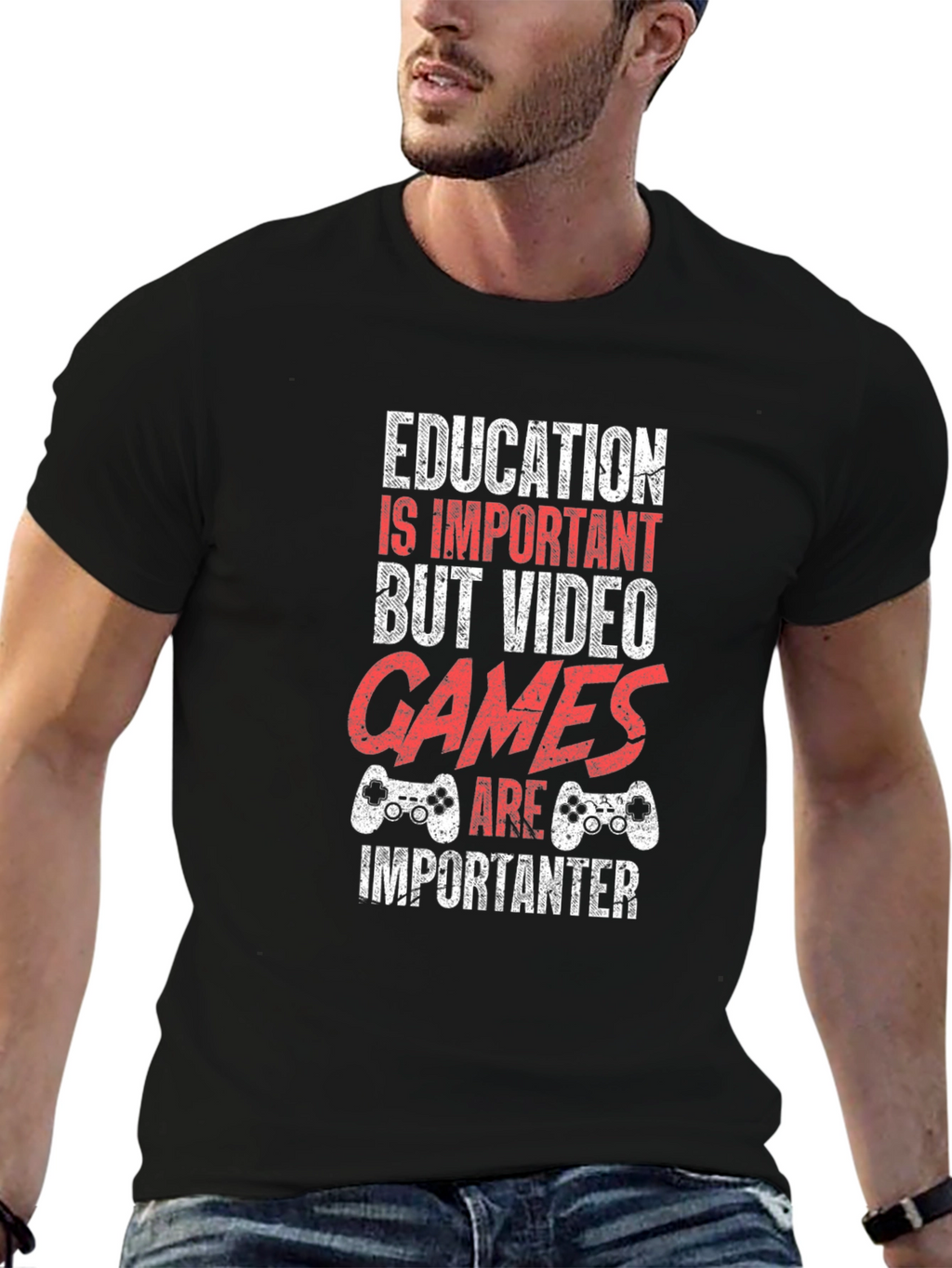 Funny Gamer T-Shirt - Education vs. Video Games