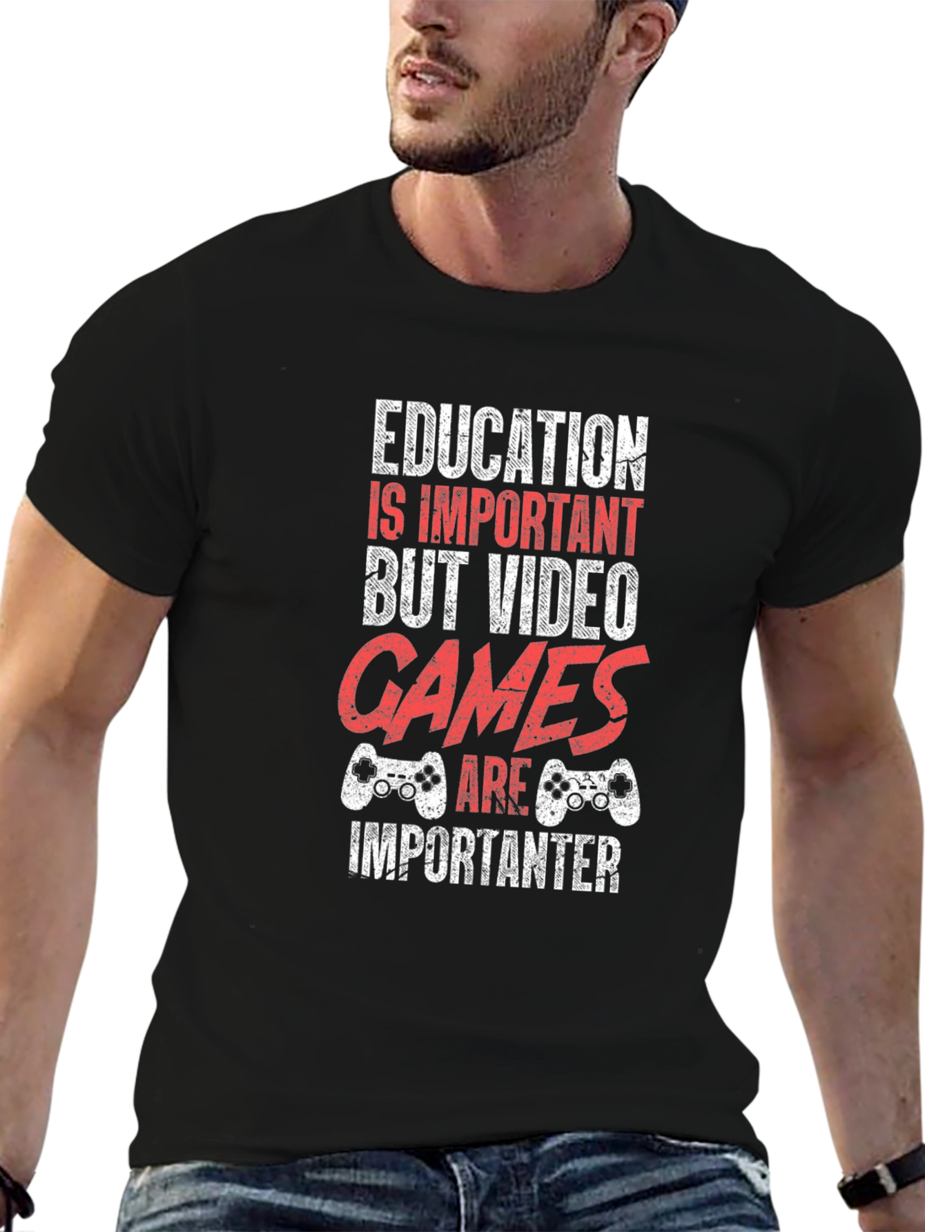 Funny Gamer T-Shirt - Education vs. Video Games