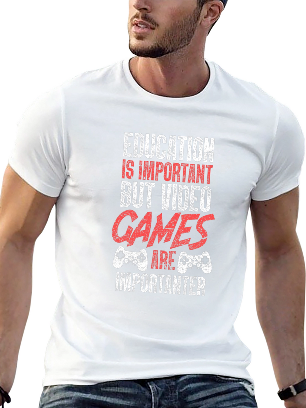 Funny Gamer T-Shirt - Education vs. Video Games