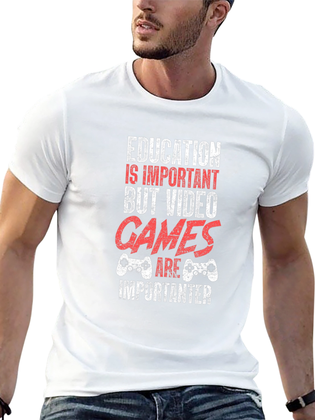 Funny Gamer T-Shirt - Education vs. Video Games
