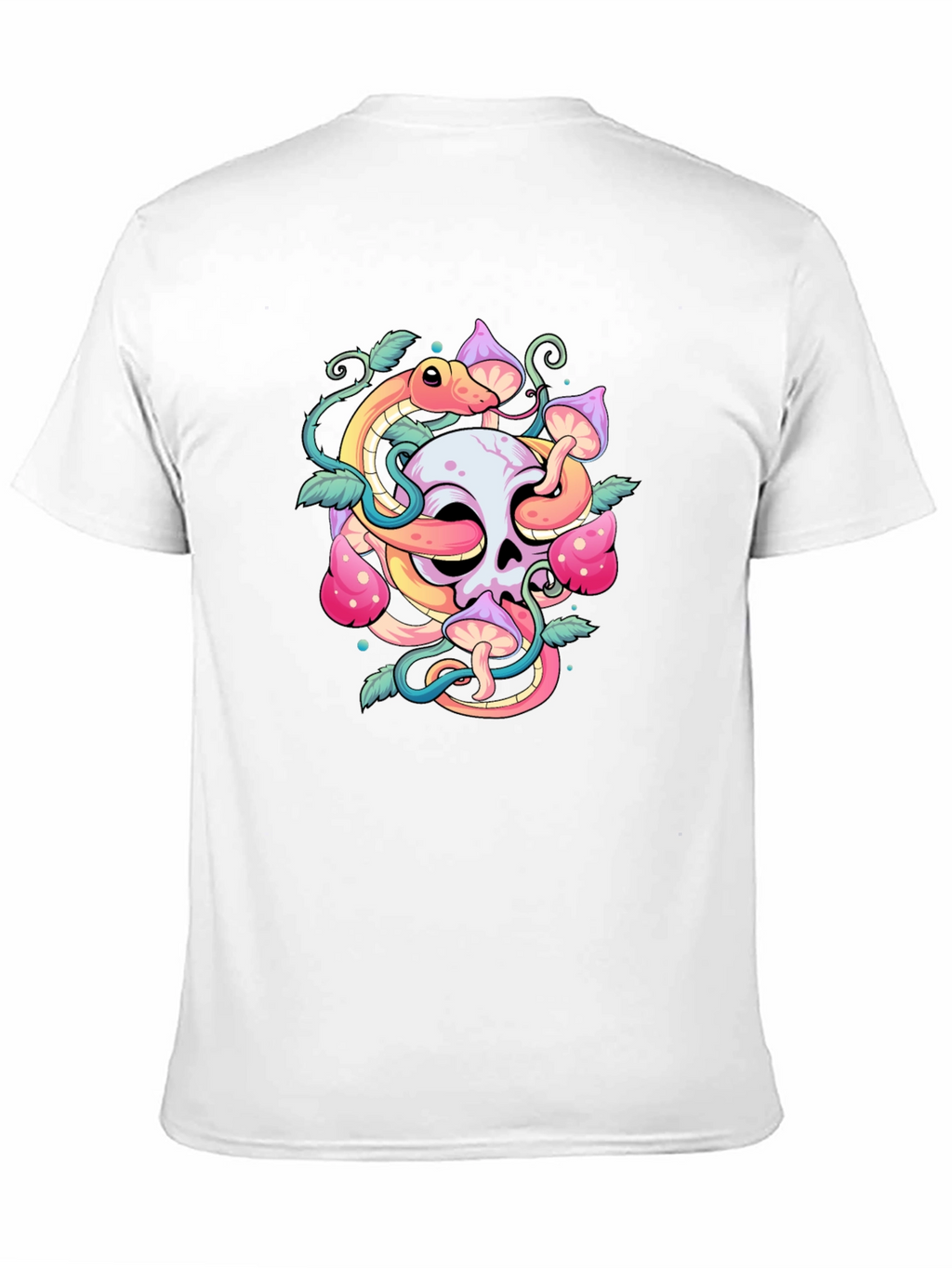 Skull Snake Mushroom Graphic Tee - Black