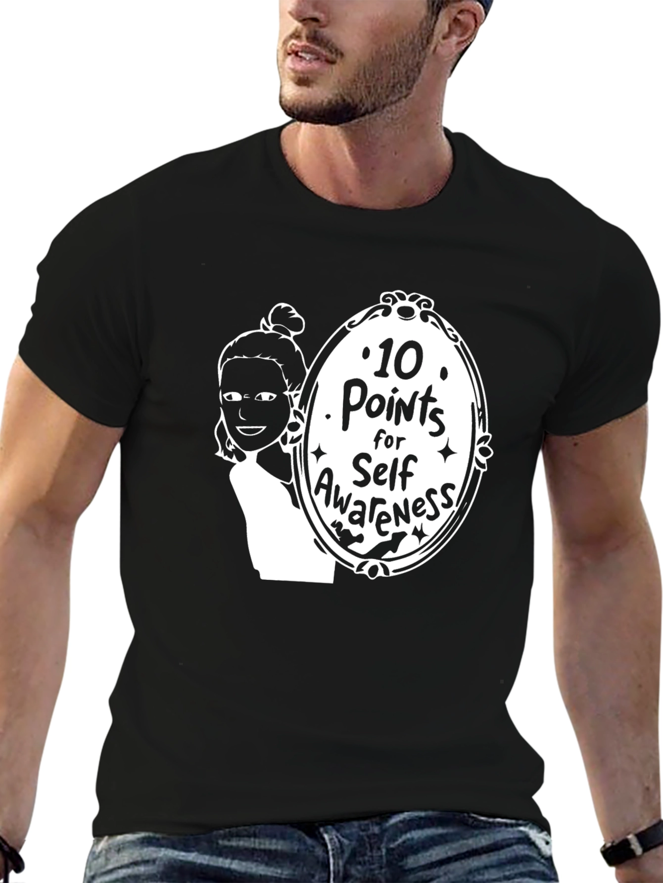 10 Points for Self-Awareness Black Graphic Tee