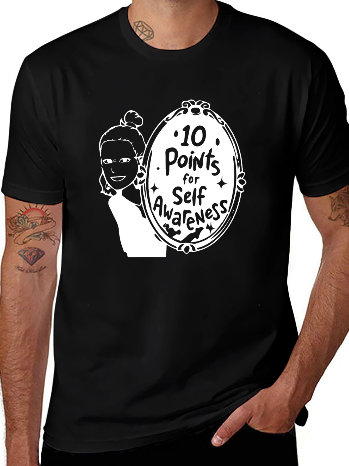 10 Points for Self-Awareness Black Graphic Tee