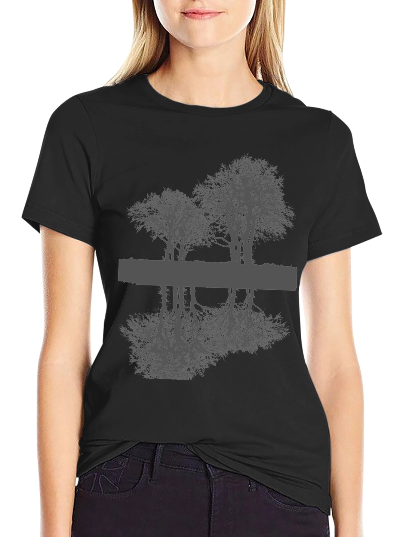 Reflective Tree Graphic Tee - Black Unisex T-Shirt