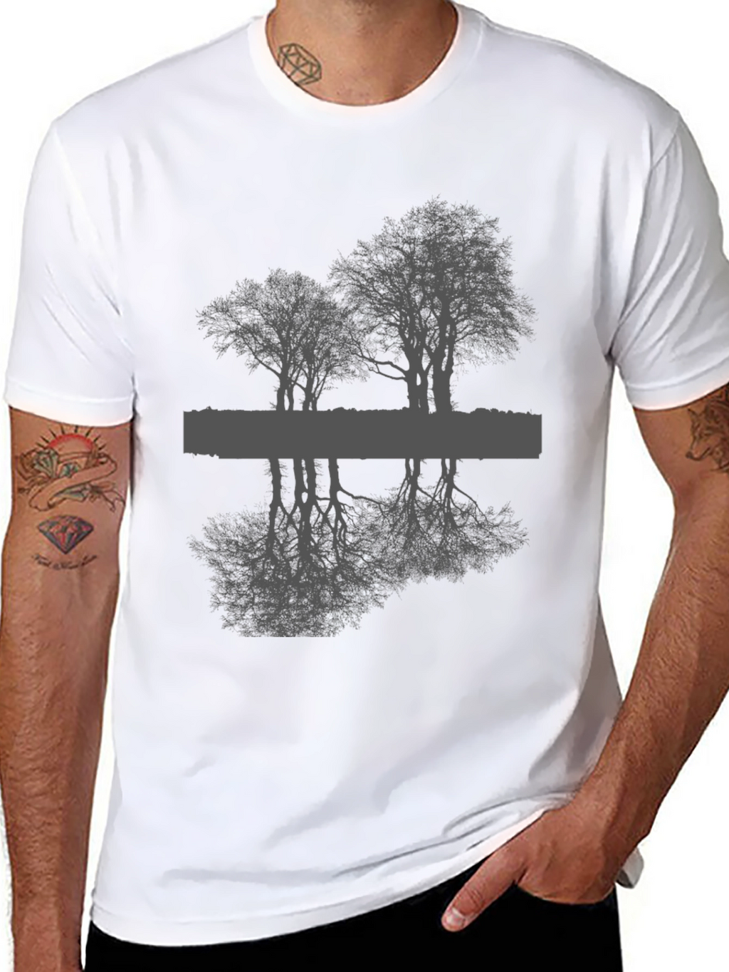 Reflective Tree Graphic Tee - Black Unisex T-Shirt
