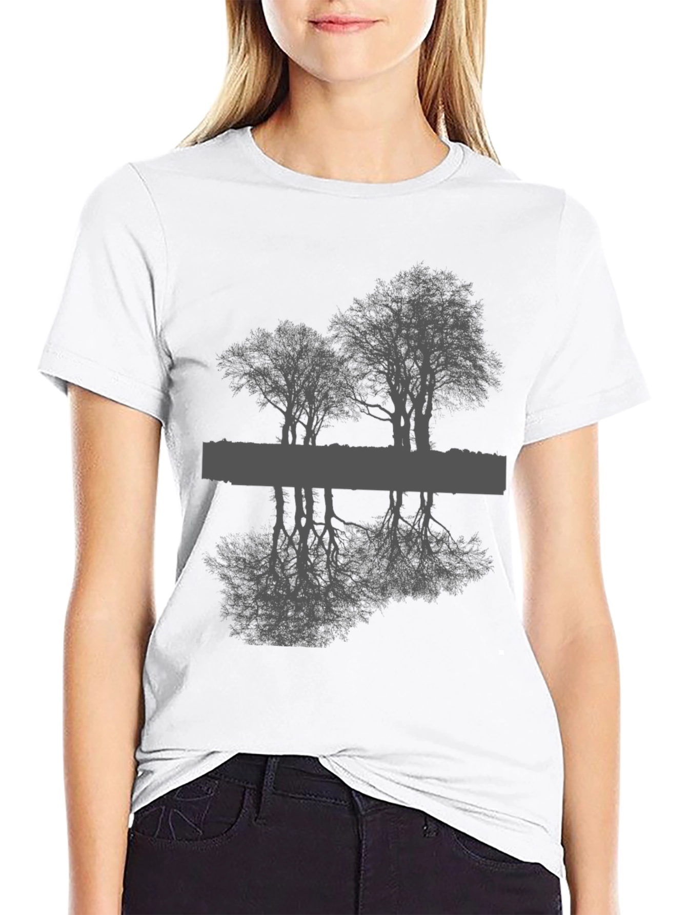 Reflective Tree Graphic Tee - Black Unisex T-Shirt