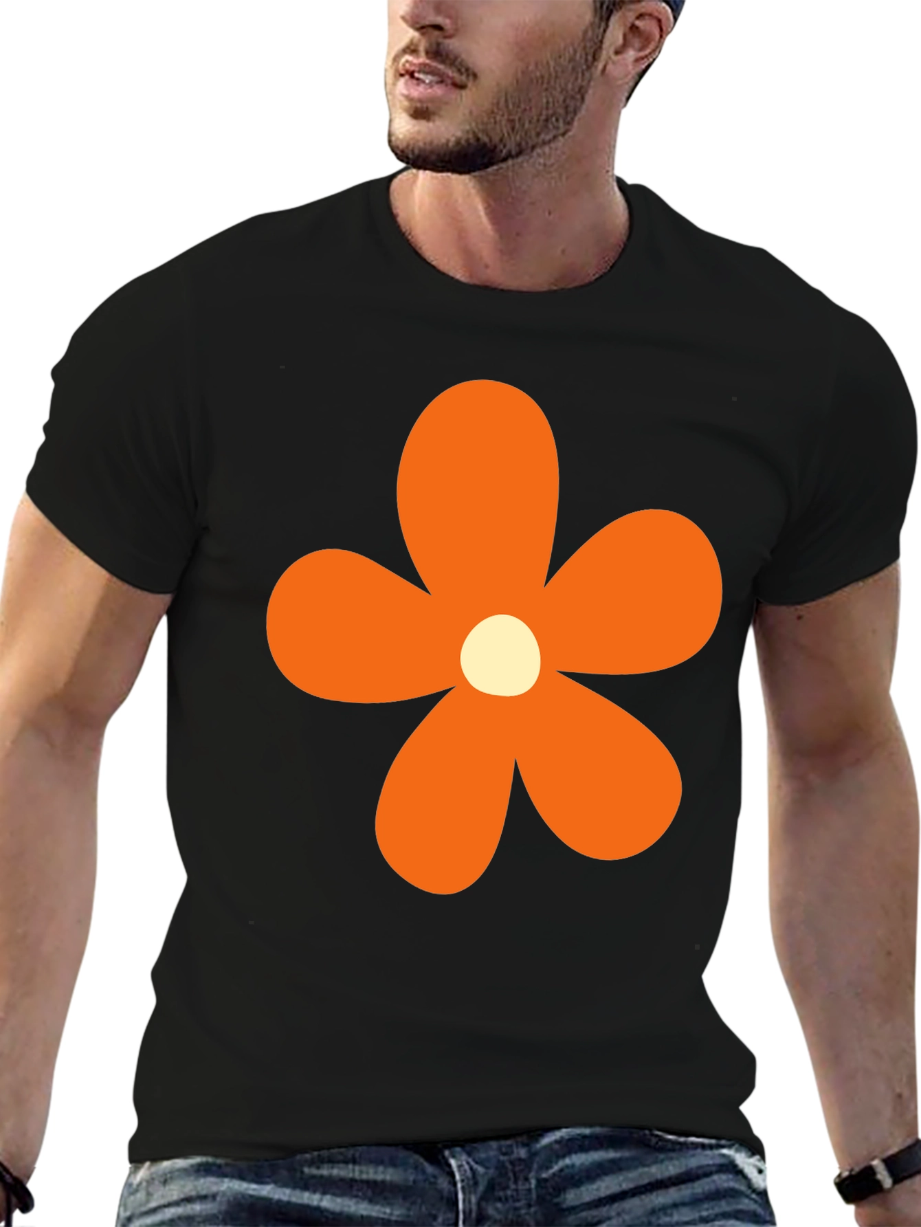 Retro Flower Power T-Shirt - Black