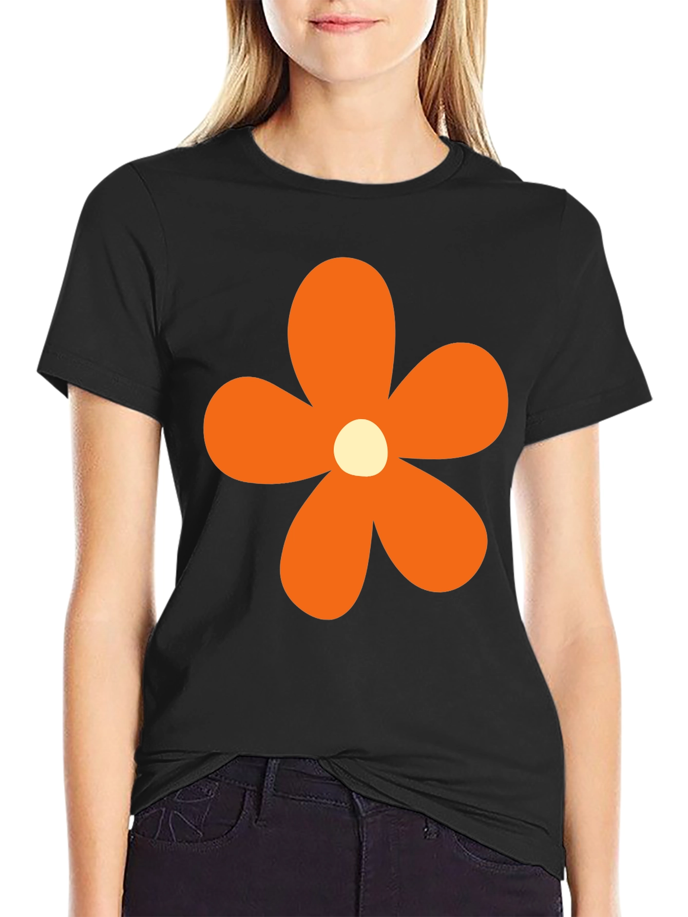 Retro Flower Power T-Shirt - Black