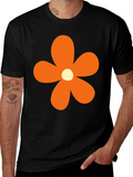 Retro Flower Power T-Shirt - Black