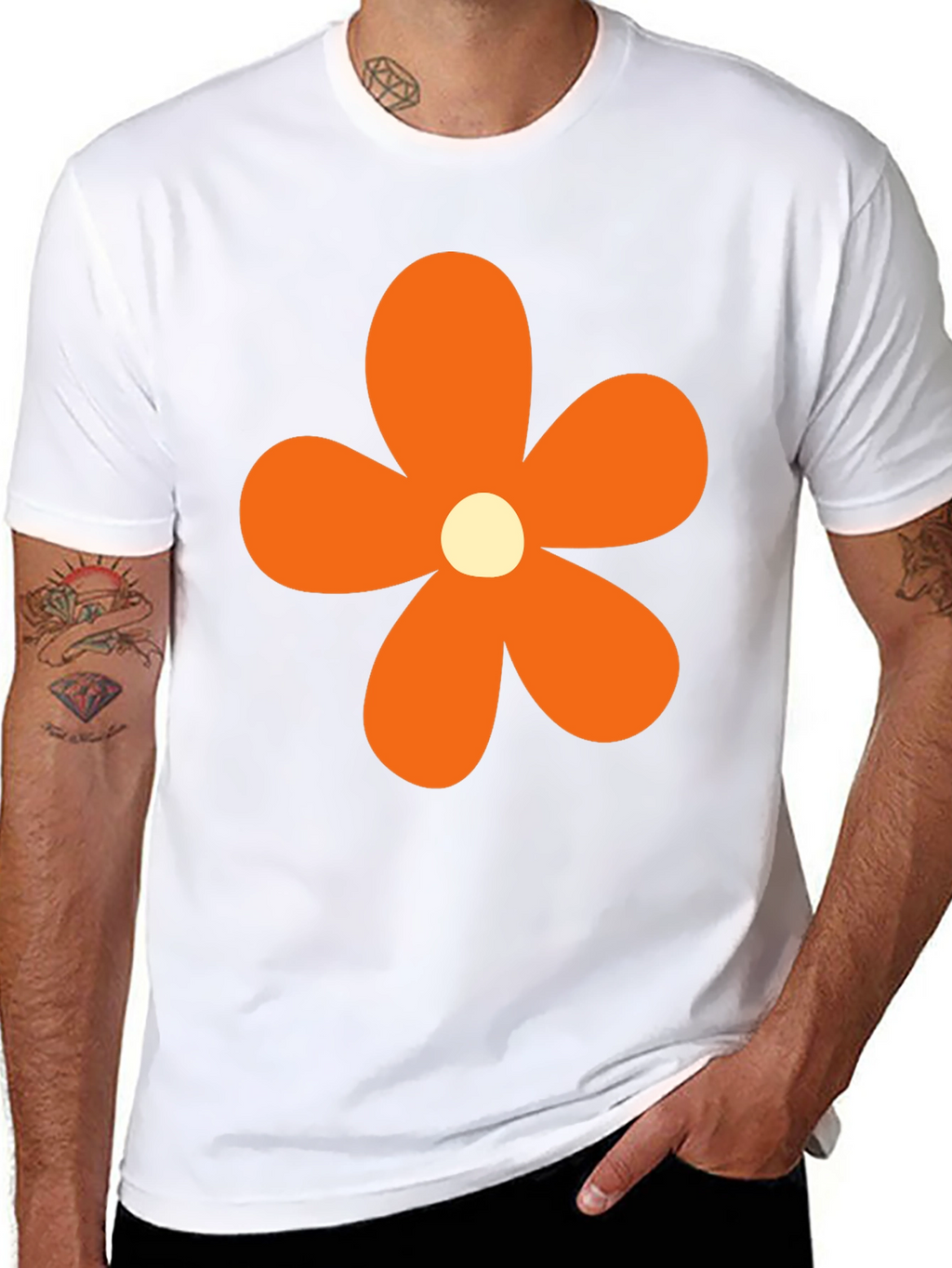 Retro Flower Power T-Shirt - Black