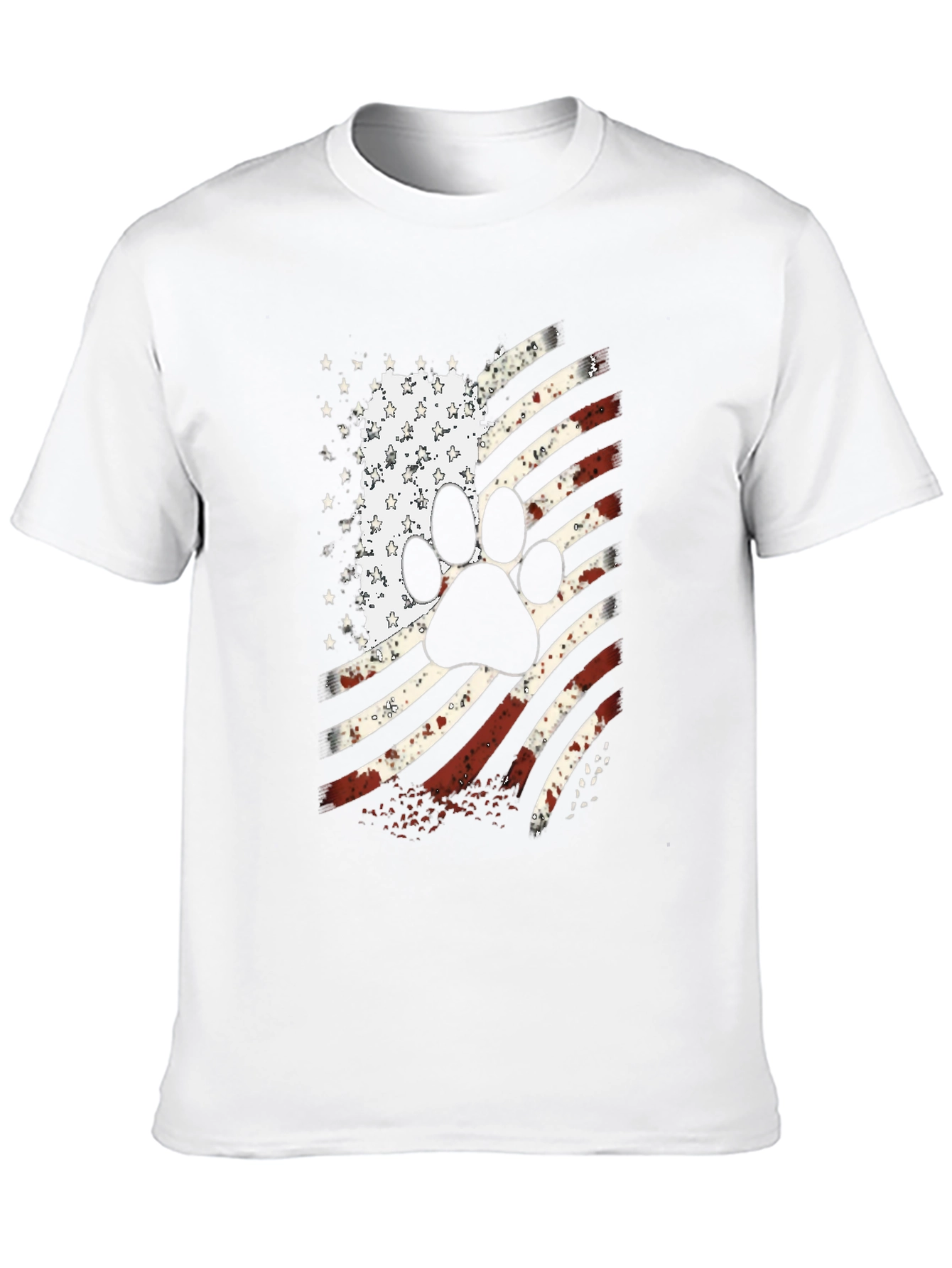 Patriotic Dog Paw American Flag T-Shirt