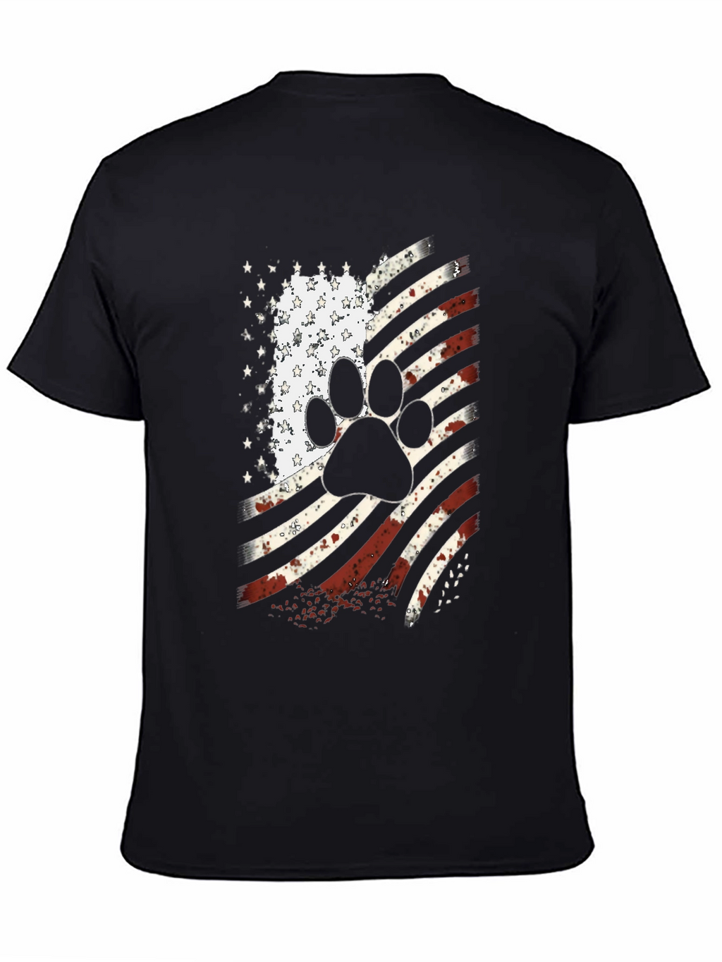 Patriotic Dog Paw American Flag T-Shirt