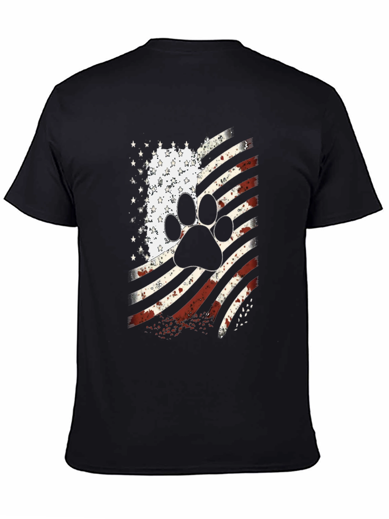 Patriotic Dog Paw American Flag T-Shirt