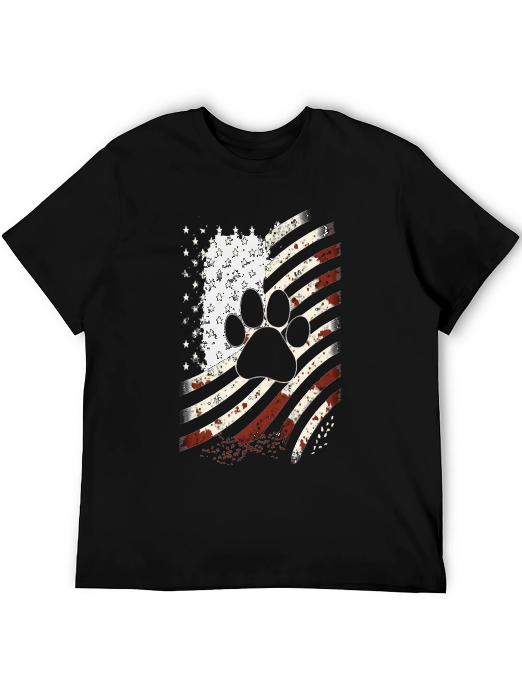 Patriotic Dog Paw American Flag T-Shirt