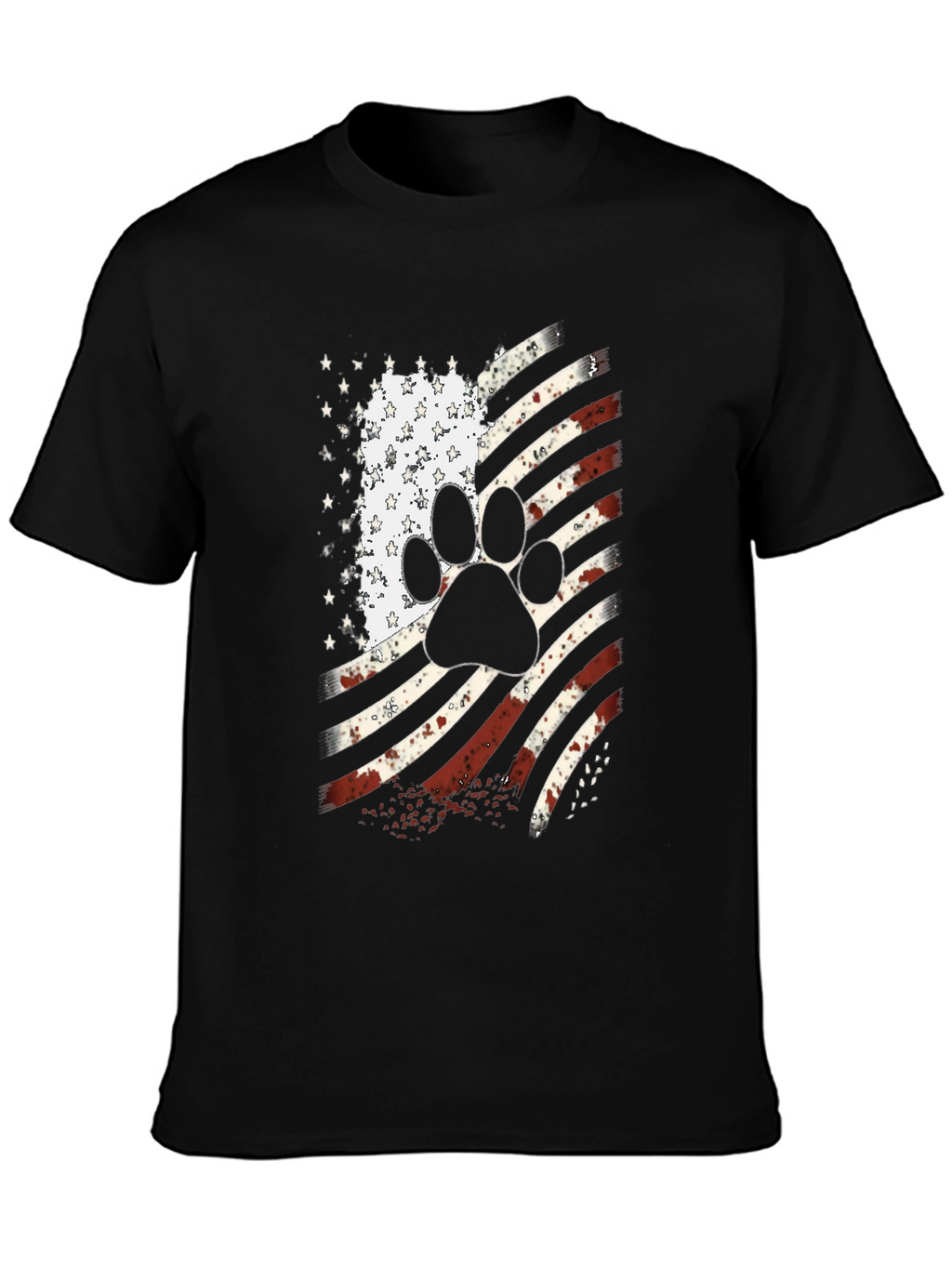 Patriotic Dog Paw American Flag T-Shirt