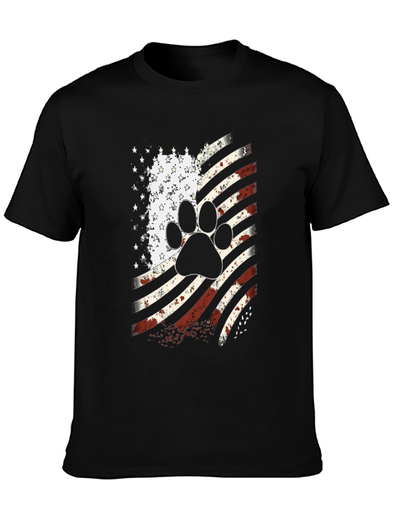 Patriotic Dog Paw American Flag T-Shirt