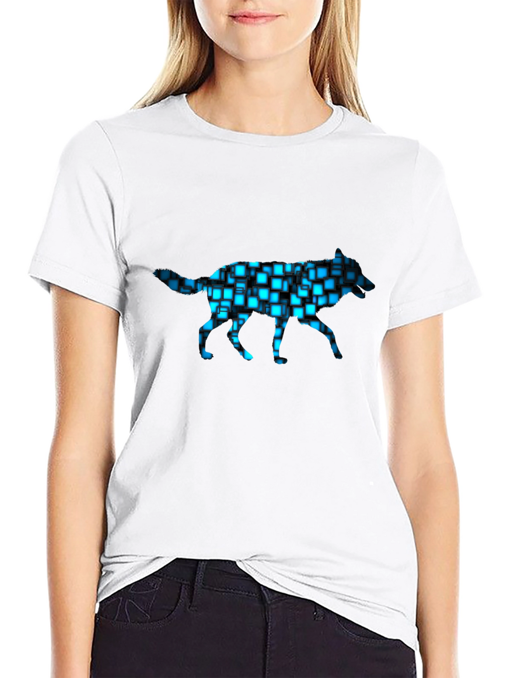 Cyber Wolf T-Shirt - Black Graphic Tee