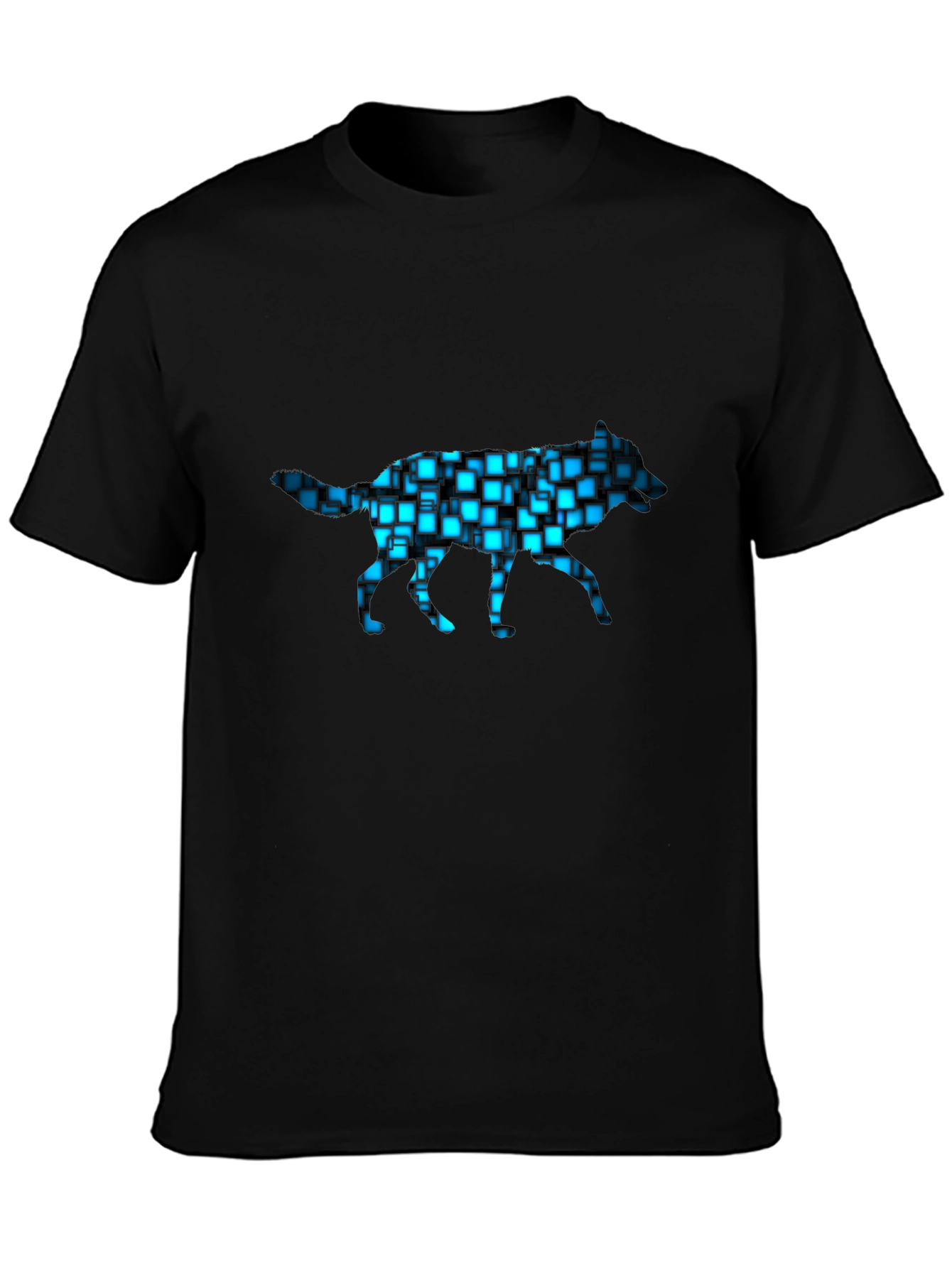 Cyber Wolf T-Shirt - Black Graphic Tee