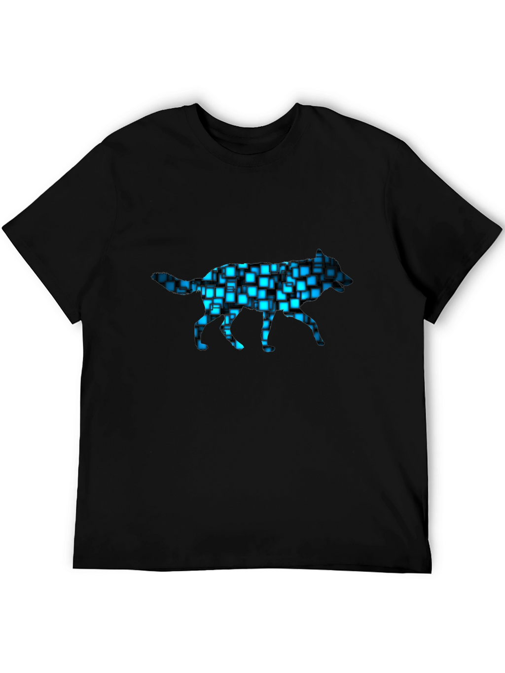 Cyber Wolf T-Shirt - Black Graphic Tee