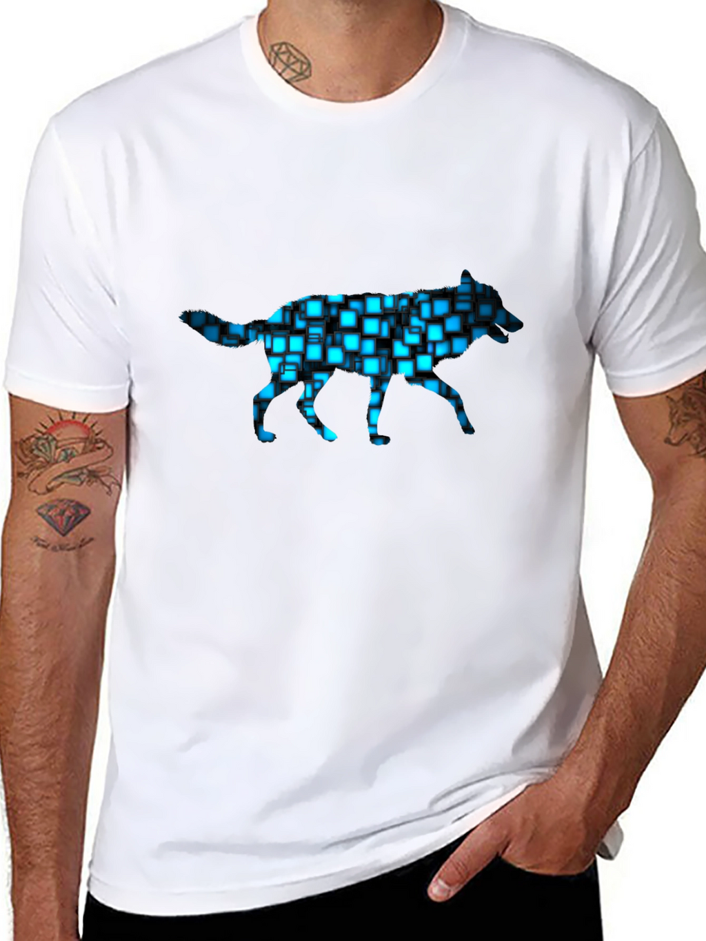 Cyber Wolf T-Shirt - Black Graphic Tee