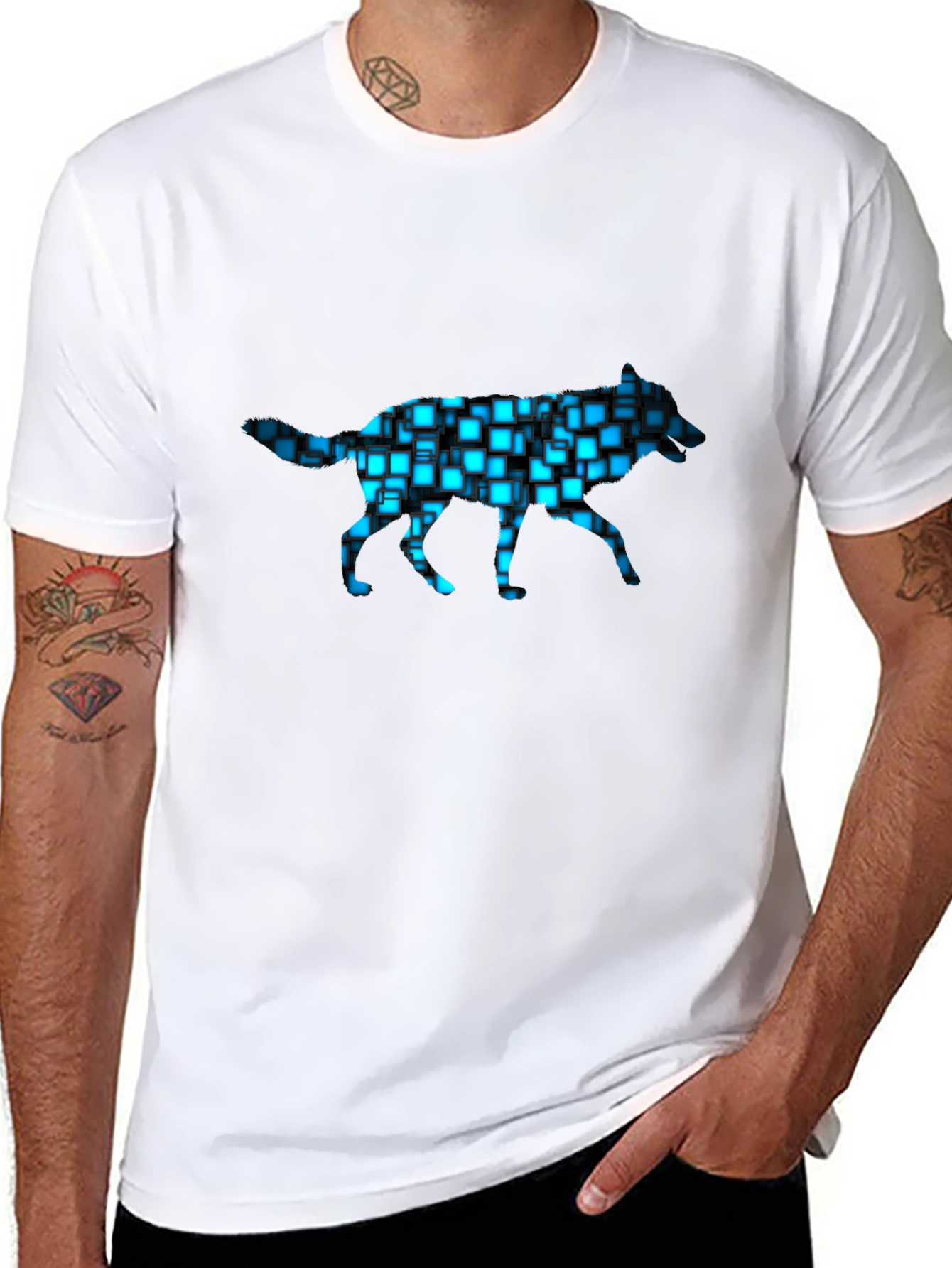Cyber Wolf T-Shirt - Black Graphic Tee