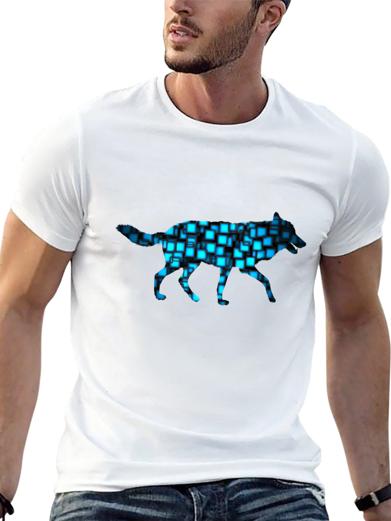 Cyber Wolf T-Shirt - Black Graphic Tee