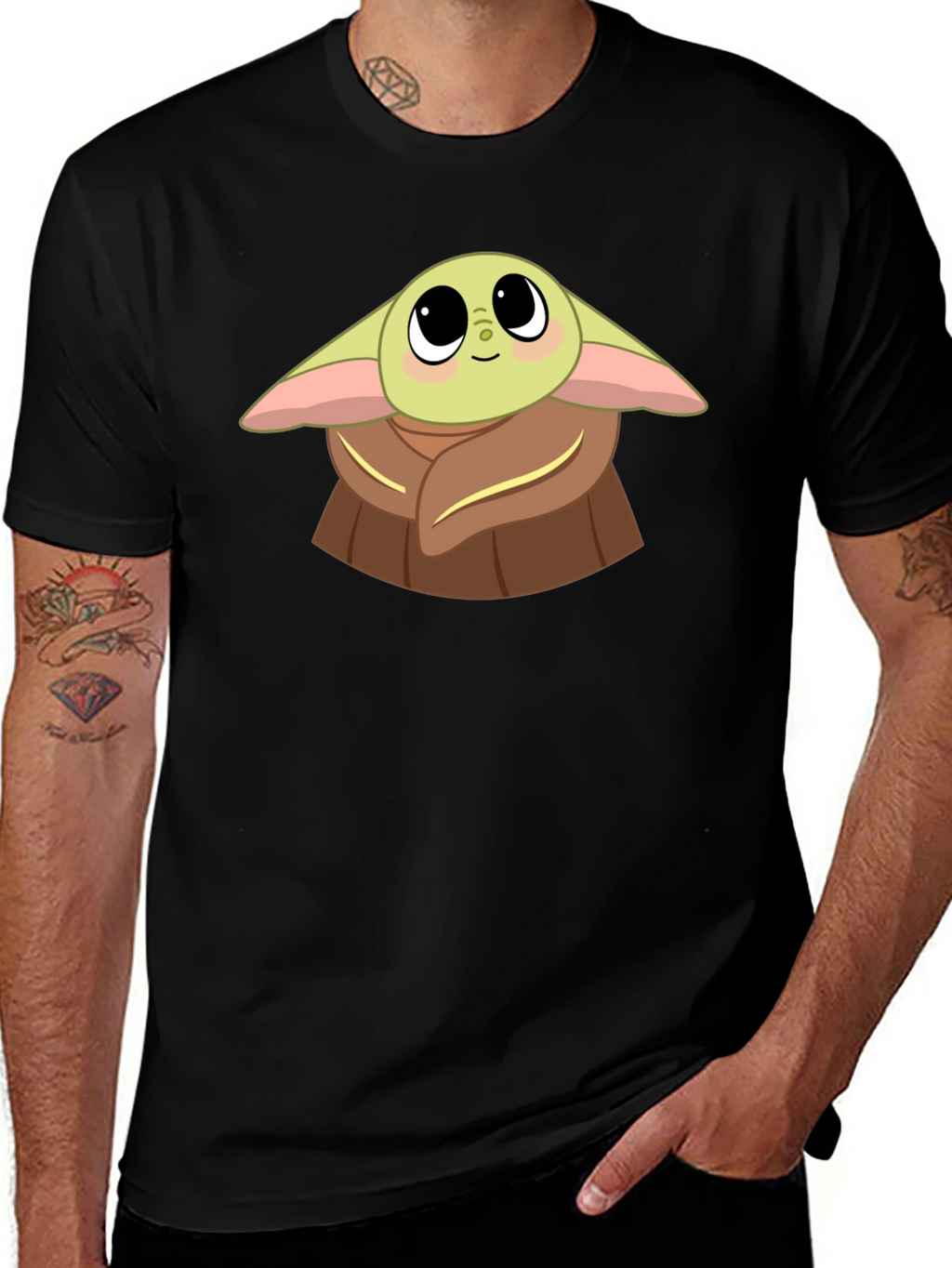 Baby Yoda Graphic Black T-Shirt