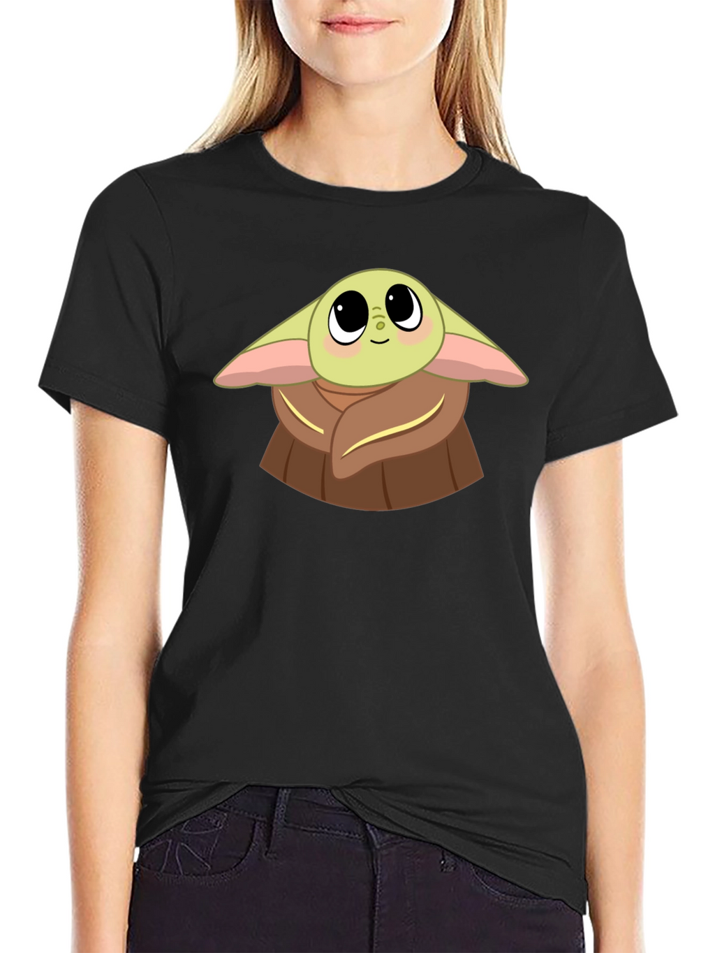 Baby Yoda Graphic Black T-Shirt