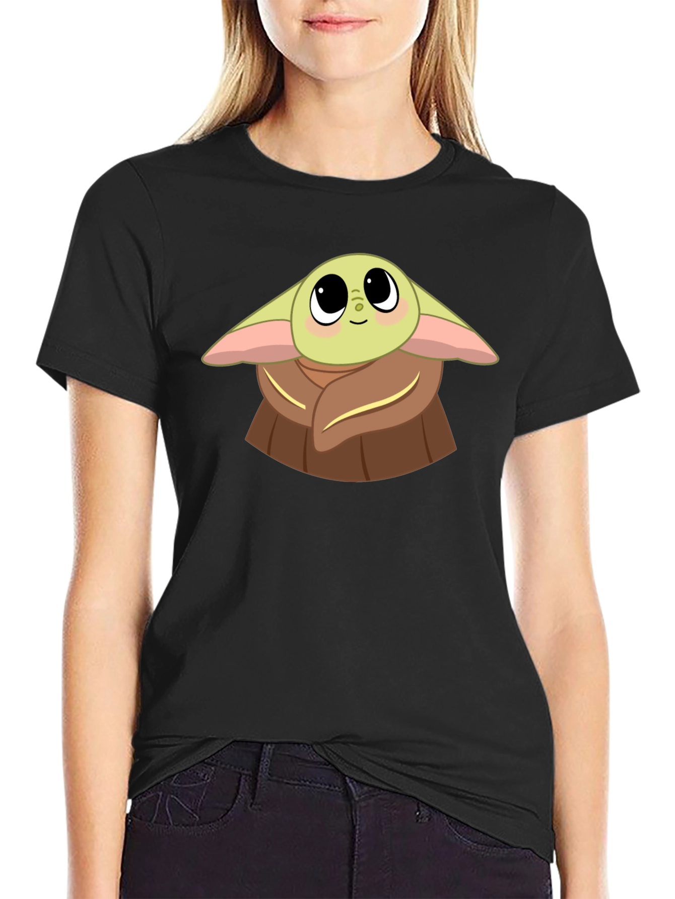 Baby Yoda Graphic Black T-Shirt