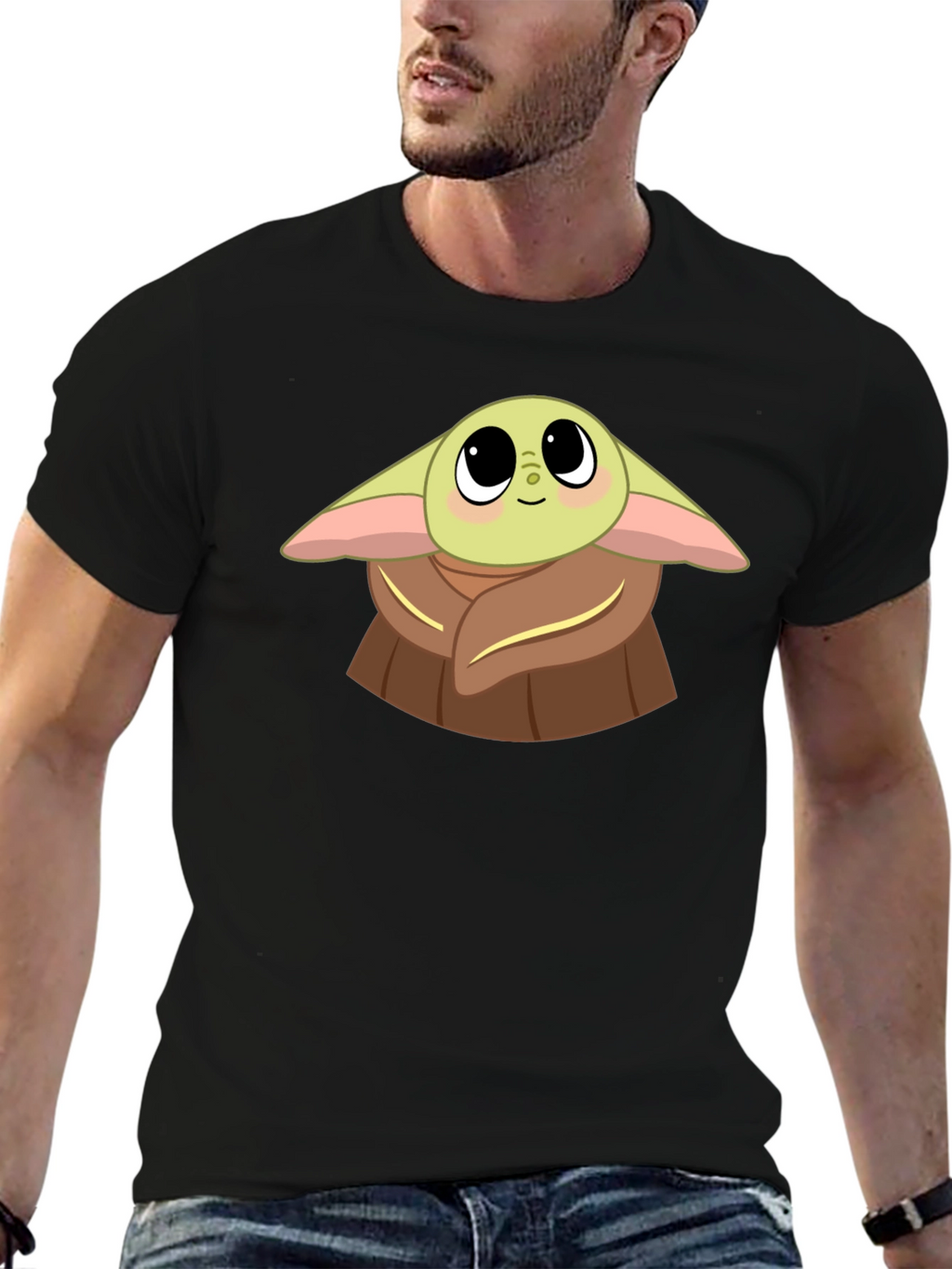 Baby Yoda Graphic Black T-Shirt