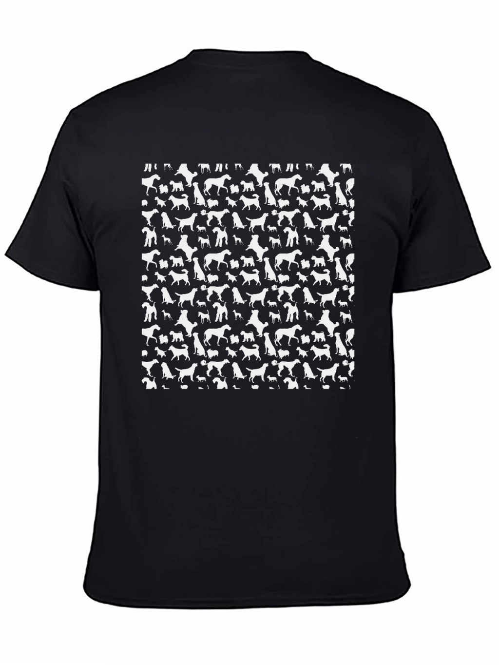 Dog Pattern Black T-Shirt for Men