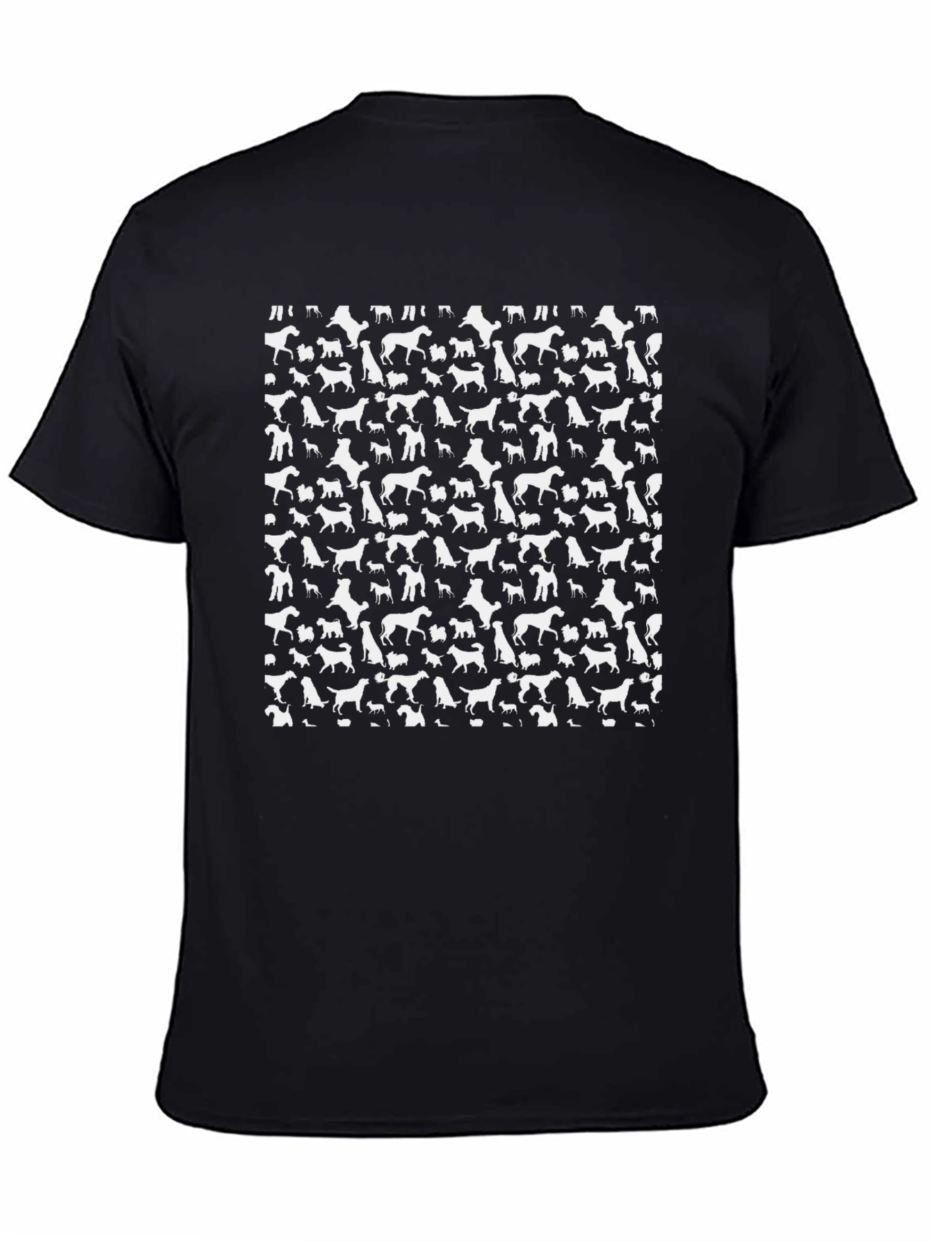 Dog Pattern Black T-Shirt for Men