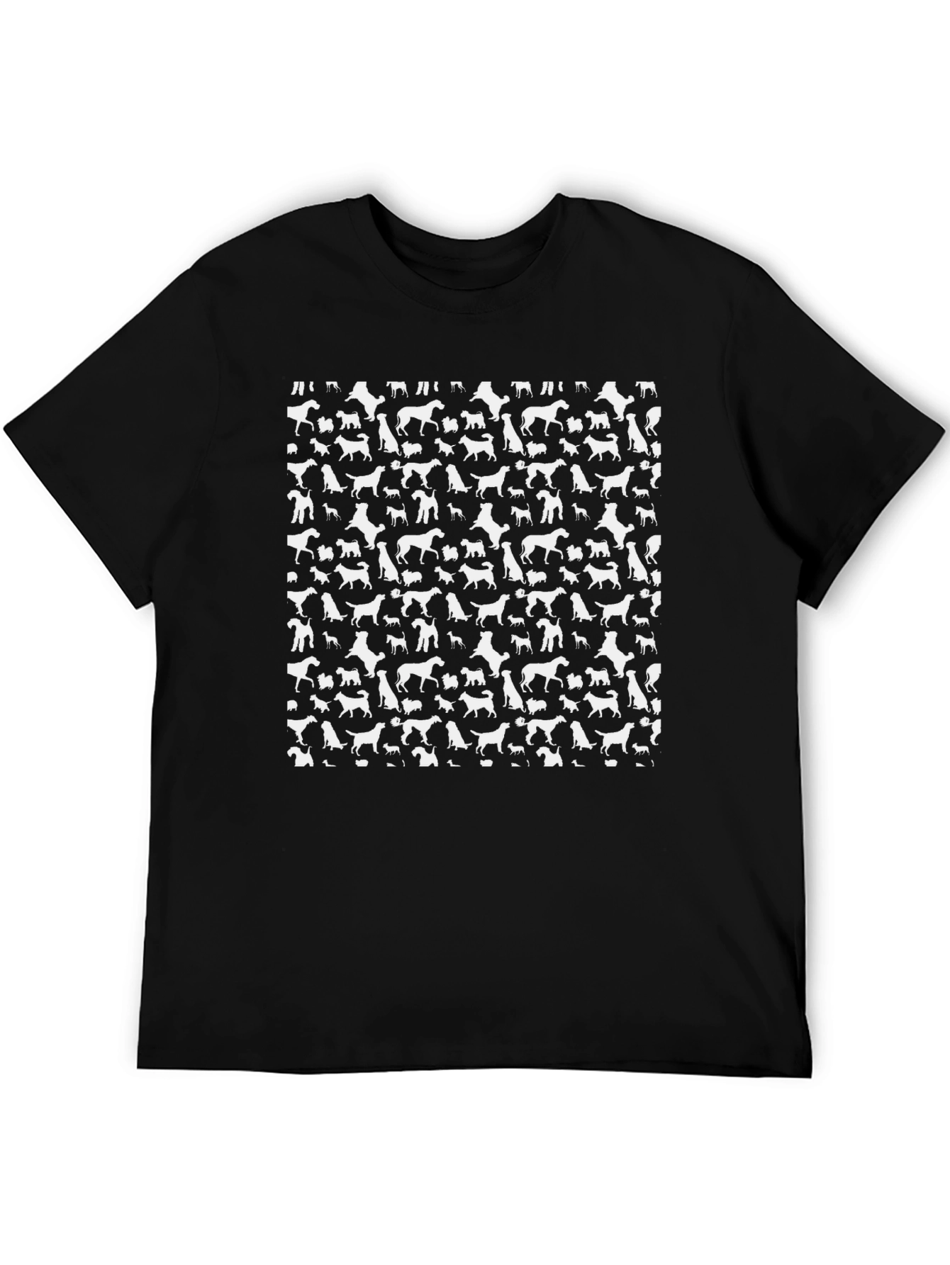 Dog Pattern Black T-Shirt for Men