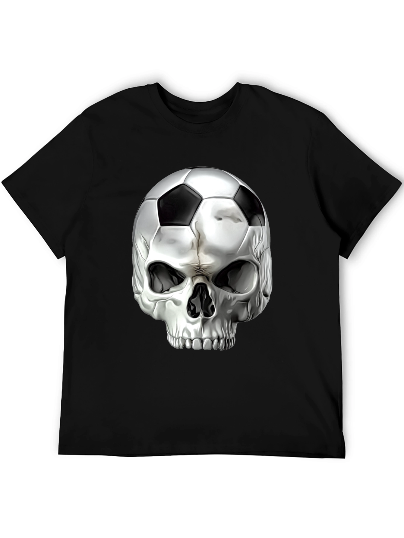 Skull Soccer Ball Graphic Tee - Black T-Shirt