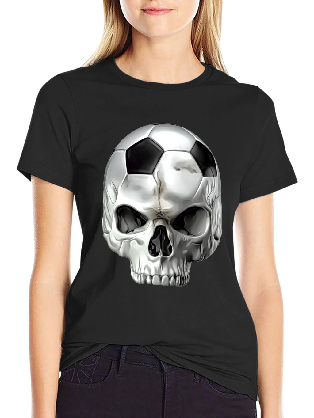 Skull Soccer Ball Graphic Tee - Black T-Shirt