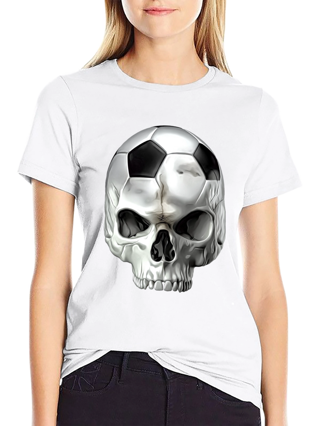 Skull Soccer Ball Graphic Tee - Black T-Shirt