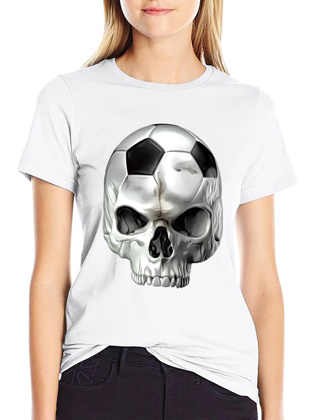 Skull Soccer Ball Graphic Tee - Black T-Shirt