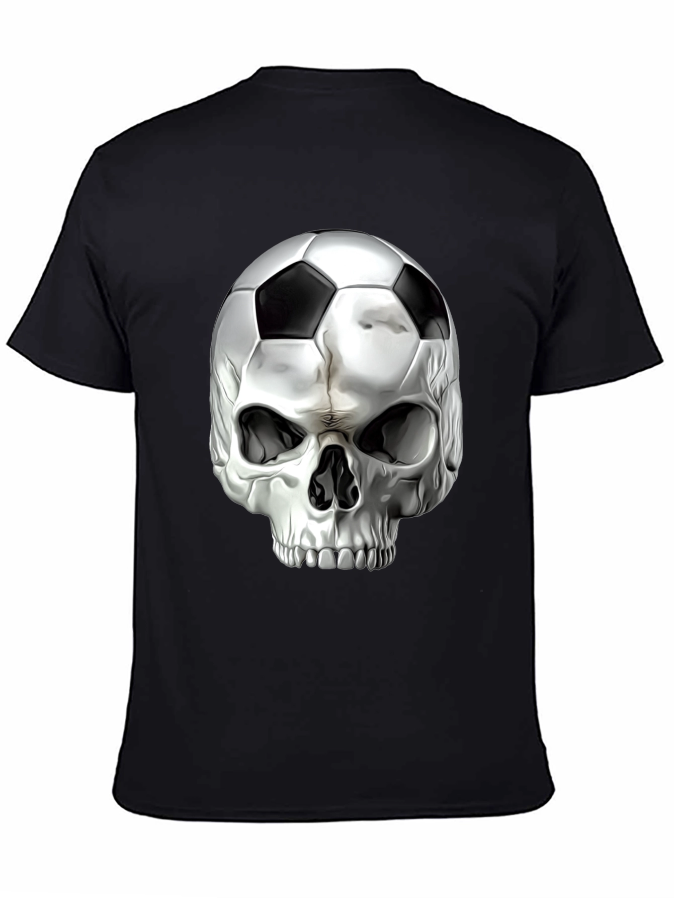 Skull Soccer Ball Graphic Tee - Black T-Shirt