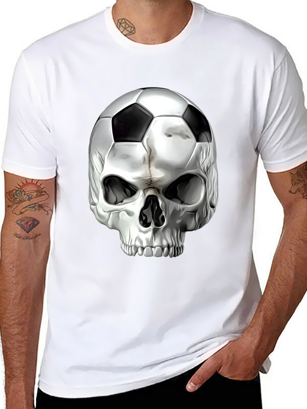 Skull Soccer Ball Graphic Tee - Black T-Shirt