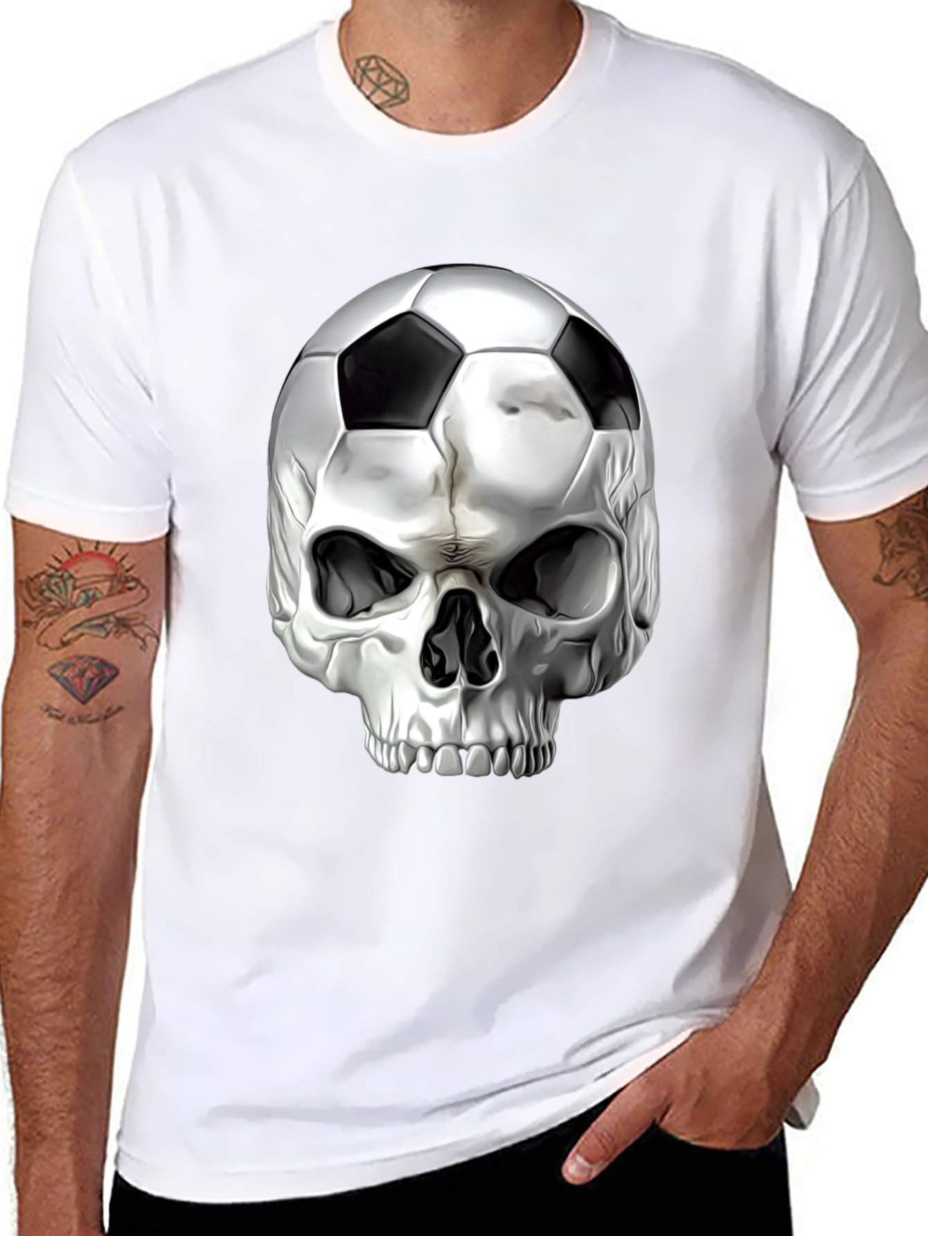 Skull Soccer Ball Graphic Tee - Black T-Shirt