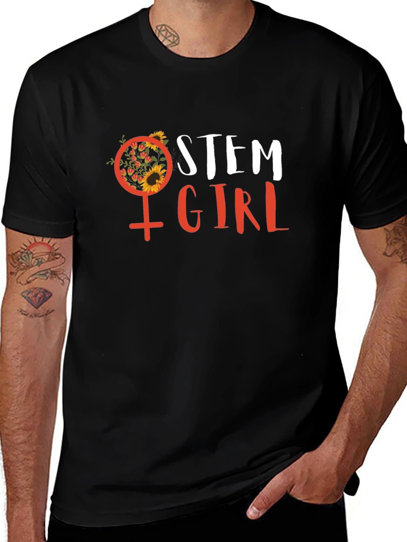 STEM Girl T-Shirt - Floral Venus Symbol Science Tee