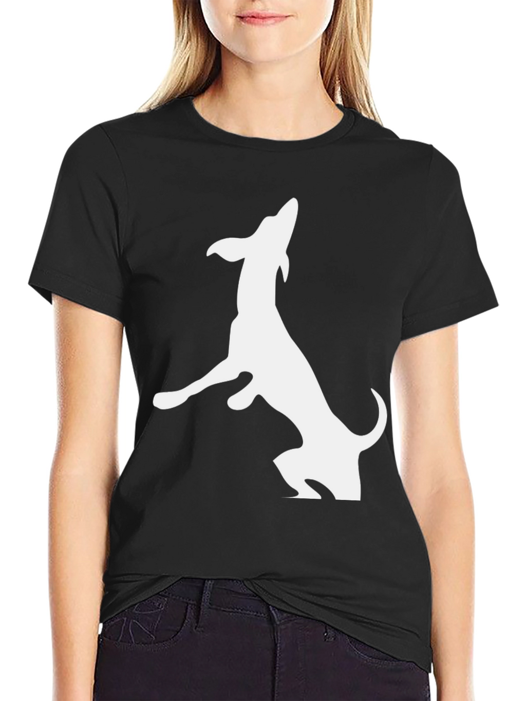 Dog Silhouette T-Shirt - Black Cotton Tee