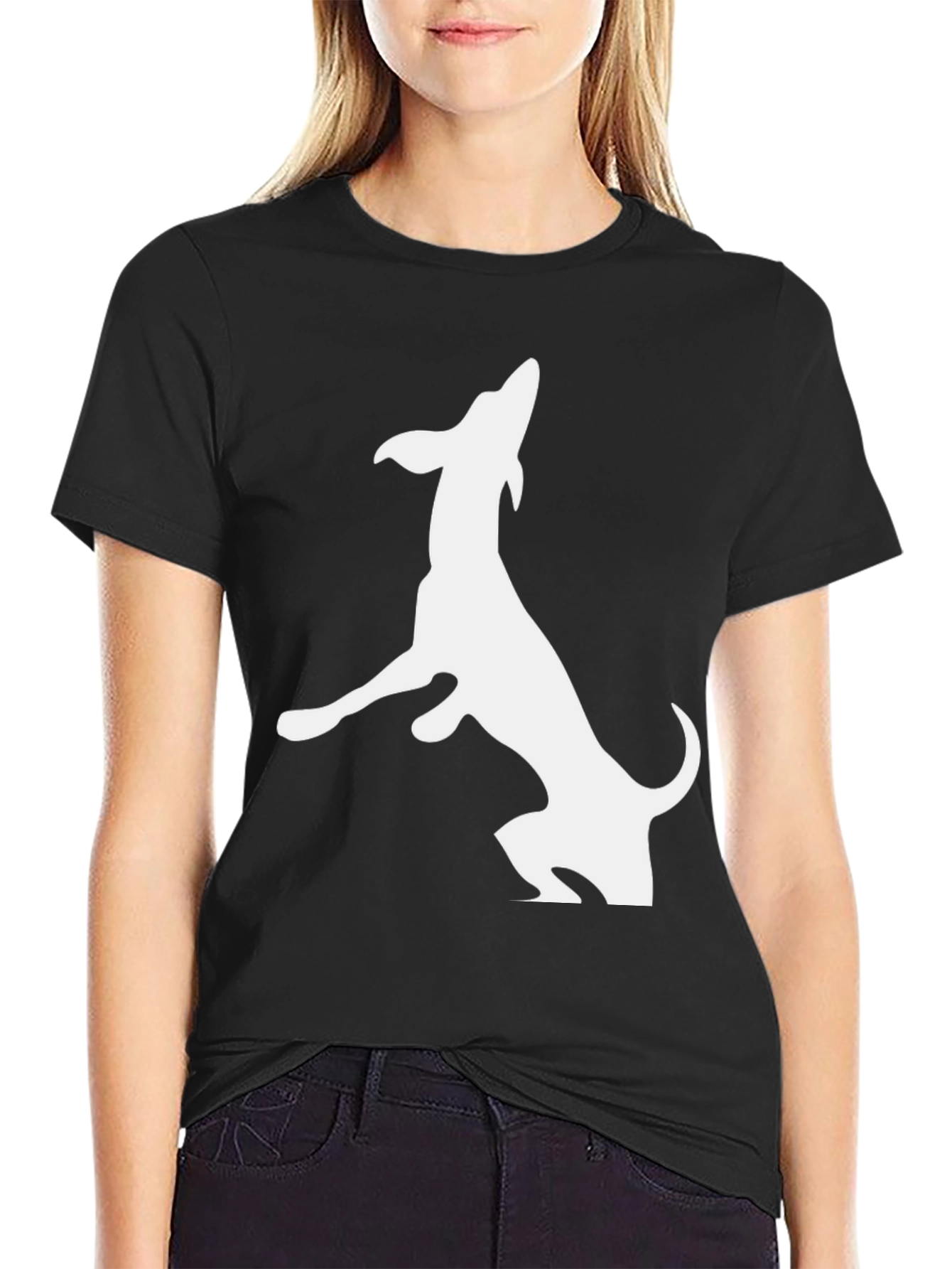 Dog Silhouette T-Shirt - Black Cotton Tee