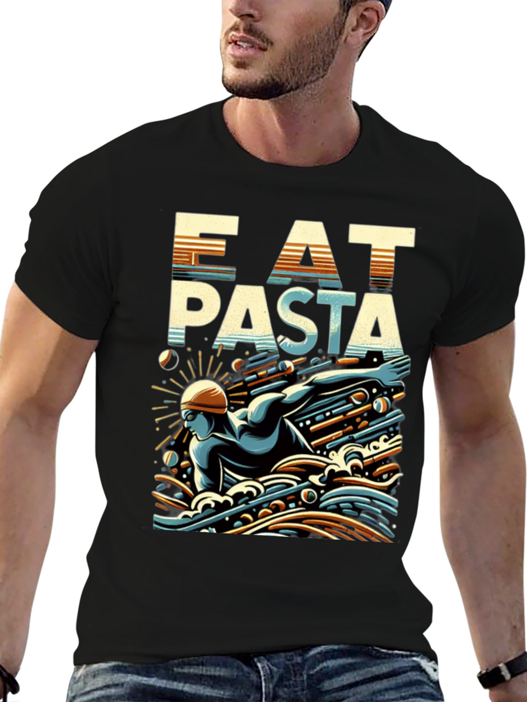 Eat Pasta Swim Faster T-Shirt Cool Graphic Tee