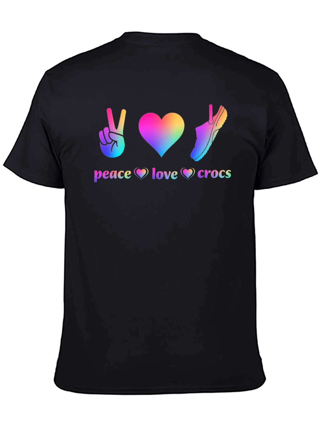 Peace Love Crocs T-Shirt Rainbow Graphic Tee
