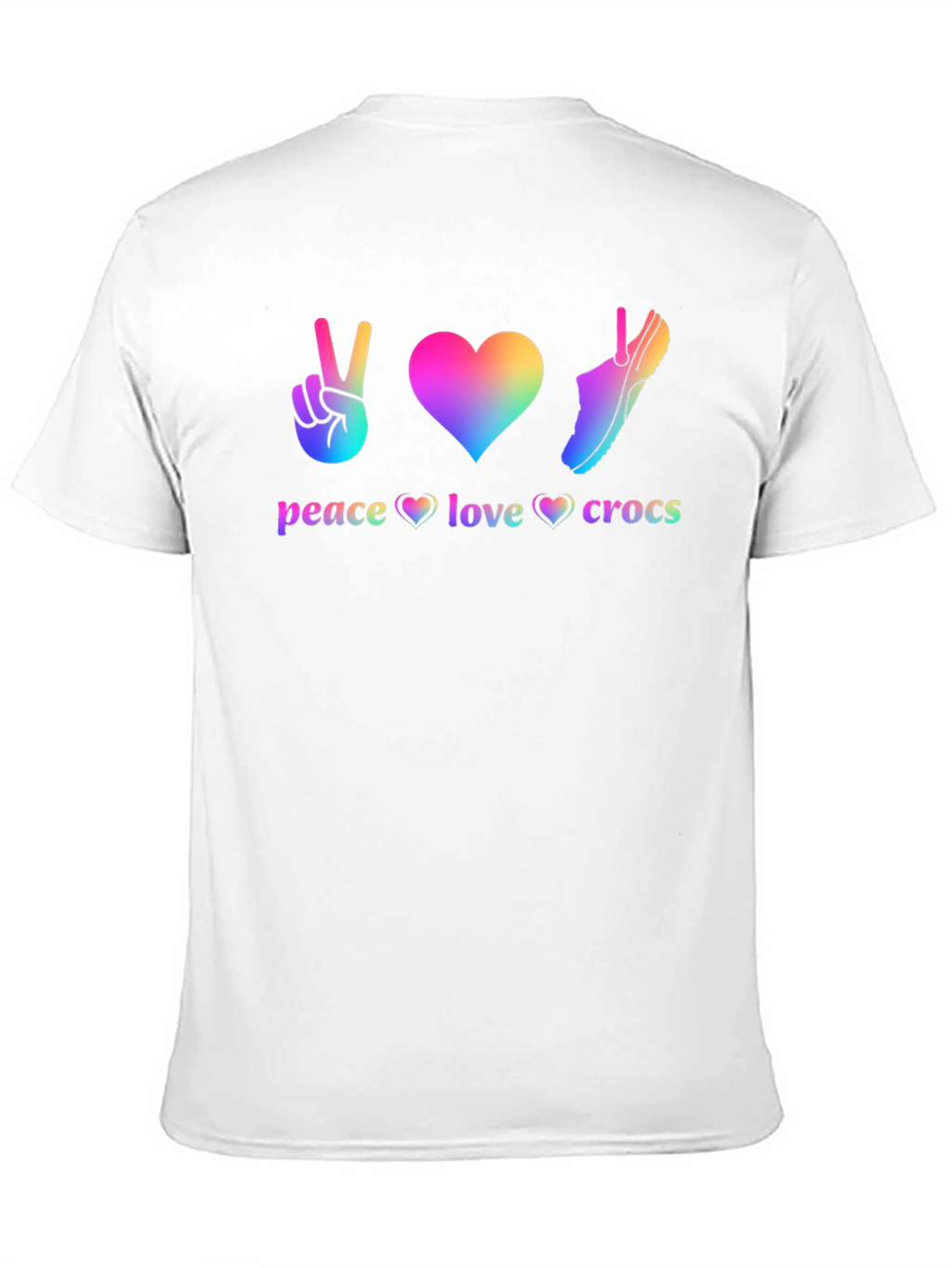 Peace Love Crocs T-Shirt Rainbow Graphic Tee