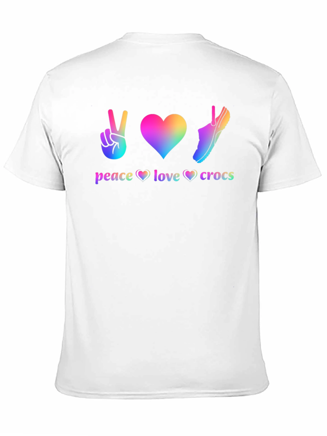 Peace Love Crocs T-Shirt Rainbow Graphic Tee